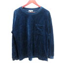 【中古】グローバルワーク GLOBAL WORK トレーナー ラウンドネック ベロア 長袖 L 青 ブルー /AU メンズ 【ベクトル 古着】 241003