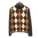 【中古】キース KEITH ニット カットソー タートルネック アーガイル柄 長袖 ウール 40 L 茶 ブラウン /MN レディース 【ベクトル 古着】 24...