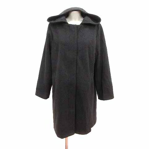 【中古】グローバルワーク GLOBAL WORK ロングコート ジップアップ フード 総裏地 L 黒 ブラック /YK レディース 【ベクトル 古着】 241024