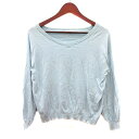 【中古】ナチュラルビューティーベーシック NATURAL BEAUTY BASIC ニット カットソー Vネック 長袖 ラメ M 水色 ライトブルー /MN ■...