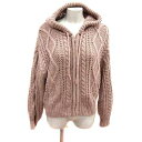 【中古】マジェスティックレゴン MAJESTIC LEGON パーカー ニット ケーブル ジップアップ フード 長袖 M 茶 ブラウン /YK レディース 【ベ...