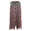 【中古】ジーナシス JEANASIS ワイドパンツ ニット 花柄 S ベージュ 赤 レッド /YI レディース 【ベクトル 古着】 241113