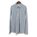 【中古】ザラ ZARA シャツ ストライプ 長袖 L 紺 ネイビー /MN メンズ 【ベクトル 古着】 241118