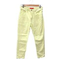 【中古】ビームス BEAMS RED CARD テーパードパンツ カラーデニム ダメージ加工 24 S 黄色 イエロー /YK レディース 【ベクトル 古着】 ...