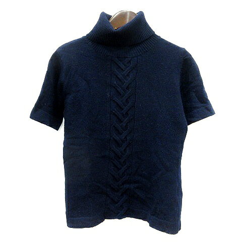 【中古】リューデベー Rue de B ニット セーター オフタートル 半袖 2 M 紺 ネイビー /MN レディース 【ベクトル 古着】 241128