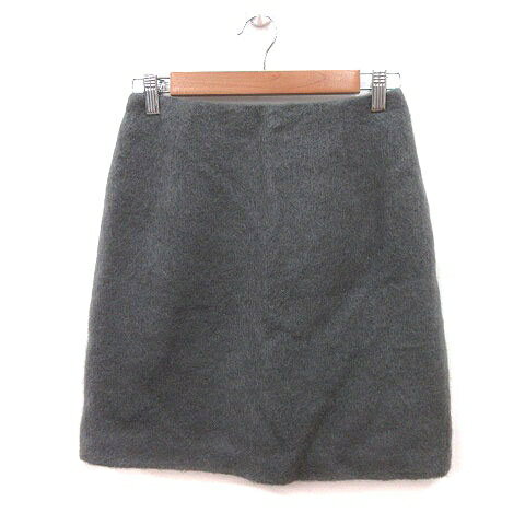 【中古】ナチュラルビューティーベーシック NATURAL BEAUTY BASIC 台形スカート ミニ ニット ウール モヘヤ混 S グレー /MS レディース 【ベクトル 古着】 241209