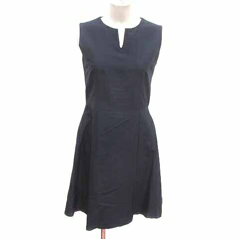 【中古】ボールジー BALLSEY トゥモローランド ワンピース フレア ひざ丈 スリットネック ノースリーブ ウール 38 M 紺 ネイビー /YK レディース 【ベクトル 古着】 241209