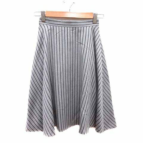 【中古】23区 オンワード樫山 フレアスカート ひざ丈 ストライプ 30 XS グレー 黒 ブラック /YK レディース 【ベクトル 古着】 241208