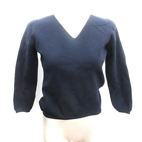 【中古】フォンセ FONCE ニット カットソー Vネック ナイロン 九分袖 紺 ネイビー /AU レディース 【ベクトル 古着】 241229