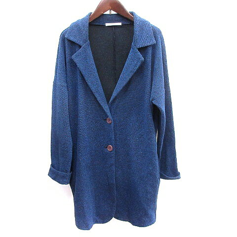 【中古】エムドゥ M.deux チェスターコート パイル地 ロールアップ 38 M 青 ブルー /AU レディース 【ベクトル 古着】 241209