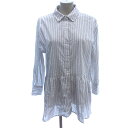【中古】ドレスキップ DRESKIP チュニック シャツ ブラウス ステンカラー ペプラム ストライプ 長袖 M 白 ホワイト /AU レディース 【ベクトル ...