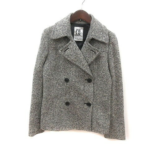 【中古】エムケー ミッシェルクラン MK MICHEL KLEIN テーラードジャケット ウール ツイード ダブル 総裏地 38 M 黒 ブラック 白 ホワイト /MS レディース 【ベクトル 古着】 241210