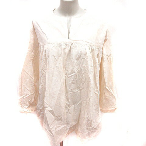 【中古】未使用品 アルマデザイン Alma Design チュニック 長袖 M ライトベージュ /RT レディース 【ベクトル 古着】 241210