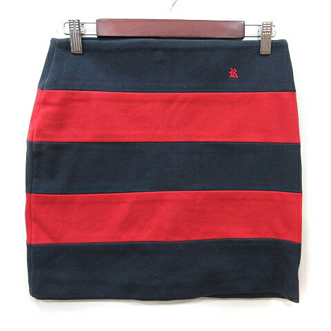 【中古】ロデオクラウンズ Rodeo Crowns タイトスカート ミニ ボーダー M 紺 ネイビー 赤 レッド /YI レディース 【ベクトル 古着】 241225