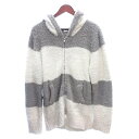 【中古】ジェラートピケオム GELATO PIQUE HOMME ルームウェア パーカー ジップアップ ボア ボーダー 長袖 M 白 ホワイト グレー /AU ...
