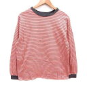【中古】ディスコート Discoat Tシャツ カットソー ボーダー 長袖 M ピンク グレー /YK レディース 【ベクトル 古着】 250119