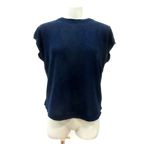 【中古】ロイスクレヨン Lois CRAYON ニット カットソー 半袖 リボン M 紺 ネイビー /MN レディース 【..