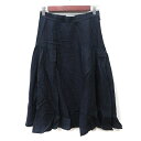 【中古】ミラショーン mila schon フレアスカート ミモレ ロング 麻 リネン 40 L 紺 ネイビー /YI レディース 【ベクトル 古着】 250129(4)