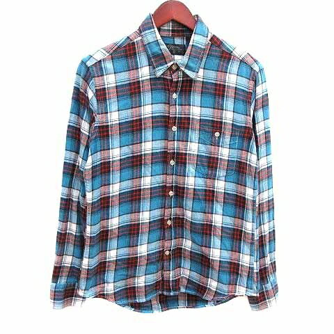 【中古】トリマー Trimmer ネルシャツ チェック 長袖 M 青 ブルー /YK ●RY メンズ 【ベクトル 古着】 250131