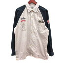 【中古】VACHE Workers Authentic シャツ バイカラー ワッペン 長袖 LL ライトベージュ 紺 ネイビー /YK ●RY メンズ 【ベクトル 古着】 250131(4)