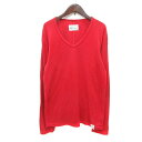 【中古】アズールバイマウジー AZUL by moussy カットソー Tシャツ Vネック 長袖 L 赤 レッド /MN メンズ 【ベクトル 古着】 25020...