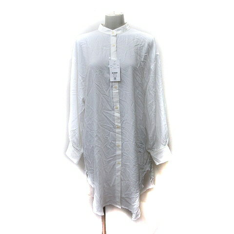 【中古】ローリーズファーム LOWRYS FARM シャツワンピース ロング バンドカラー 長袖 F 白 ホワイト /YI レディース 【ベクトル 古着】 250210