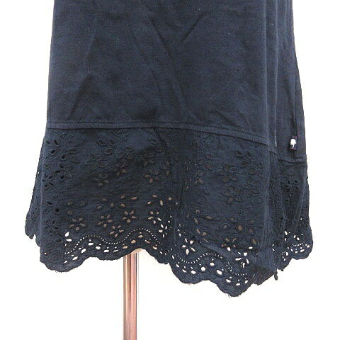 【中古】ドラッグストアーズ drug store's チュニック Uネック レース 刺繍 半袖 4 紺 ネイビー /MS レディース 【ベクトル 古着】 250207