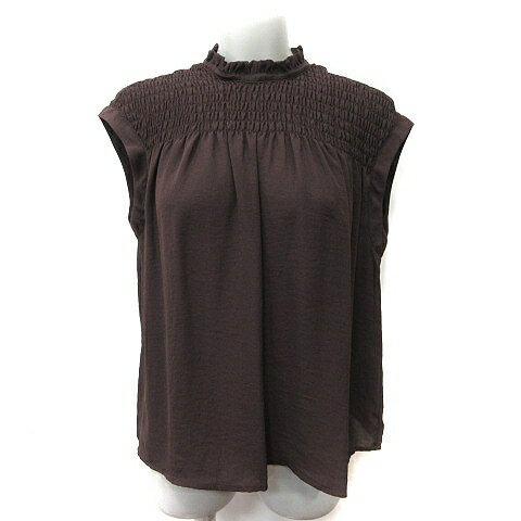 【中古】プロポーション ボディドレッシング PROPORTION BODY DRESSING シフォンブラウス プルオーバー シャーリング フレンチスリーブ FR 茶 ブラウン /YI レディース 【ベクトル 古着】 250217