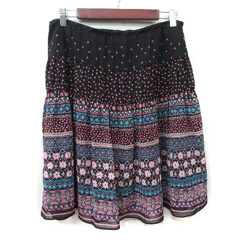 【中古】ペイトンプレイス PEYTON PLACE フレアスカート ひざ丈 シフォン 総柄 13B マルチカラー /YI レディース 【ベクトル 古着】 250214