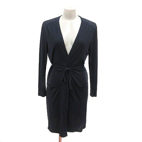 【中古】インディヴィ INDIVI カーディガン ロング ウエストマーク 長袖 38 紺 ネイビー /MS レディース 【ベクトル 古着】 250217