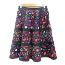 【中古】ドーリーガールバイアナスイ DOLLY GIRL by ANNA SUI フレアスカート ひざ丈 刺繍 花柄 2 M 黒 ブラック /MN レディース ...