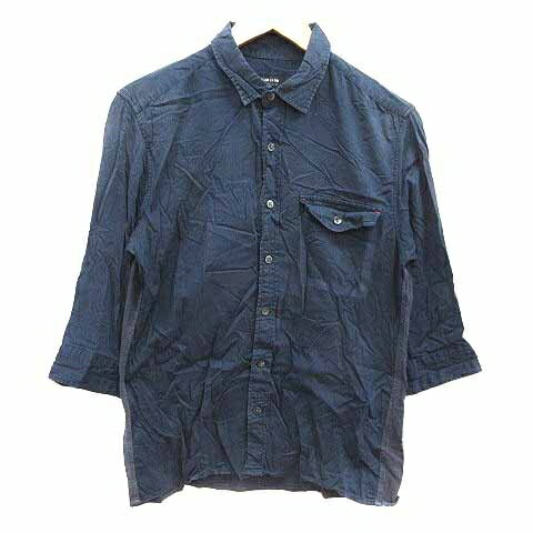 【中古】コムサイズム COMME CA ISM カジュアルシャツ 七分袖 M 紺 ネイビー /YK メンズ 【ベクトル 古着】 250409