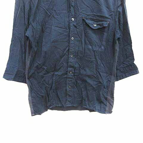【中古】コムサイズム COMME CA ISM カジュアルシャツ 七分袖 M 紺 ネイビー /YK メンズ 【ベクトル 古着】 250409