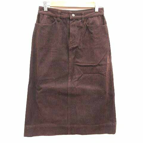 【中古】アダムエロペ Adam et Rope' 台形スカート ミモレ ロング デニム 36 S 赤茶 レッド ブラウン /YK レディース 【ベクトル 古着】 250409