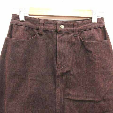 【中古】アダムエロペ Adam et Rope' 台形スカート ミモレ ロング デニム 36 S 赤茶 レッド ブラウン /YK レディース 【ベクトル 古着】 250409