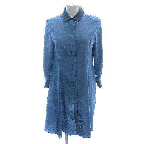 【中古】グリーンレーベルリラクシング ユナイテッドアローズ green label relaxing シャツワンピース ひざ丈 切替 七分袖 38 M 水色 ライトブルー /AU レディース 【ベクトル 古着】 250325