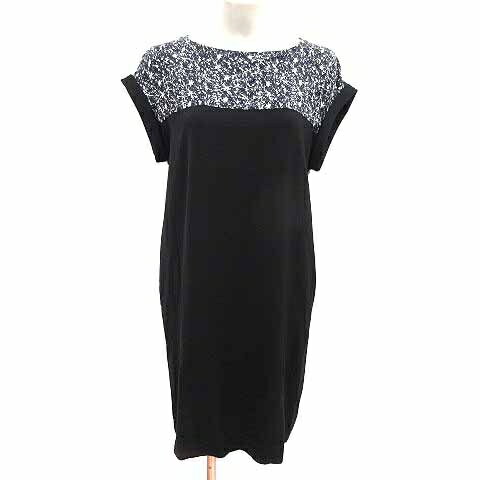 【中古】デプレ DES PRES トゥモローランド ワンピース ミニ 切替 総柄 フレンチスリーブ 1 S 黒 ブラック /YK レディース 【ベクトル ..