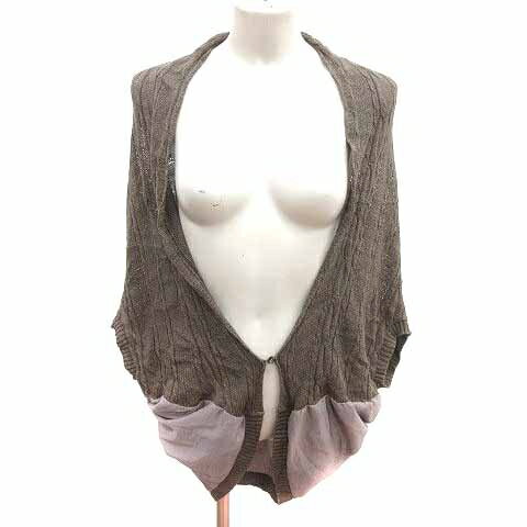 【中古】シンプリシテェ Simplicite カーディガン ニット 切替 ドルマンスリーブ 五分袖 麻混 リネン混 茶 ブラウン /YK レディース 【ベクトル 古着】 250403