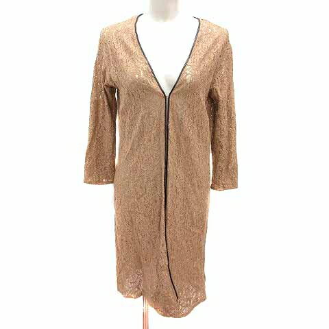 【中古】ビッキー VICKY ロングカーディガン 前開き 総レース 長袖 1 S 茶 ブラウン /YK レディース 【ベクトル 古着】 250413