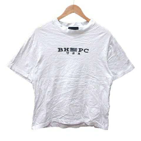【中古】ビバリーヒルズ ポロクラブ BEVERLY HILLS POLO CLUB Tシャツ カットソー クルーネック ロゴプリント 半袖 M 白 ホワイト /YK メンズ 【ベクトル 古着】 250413