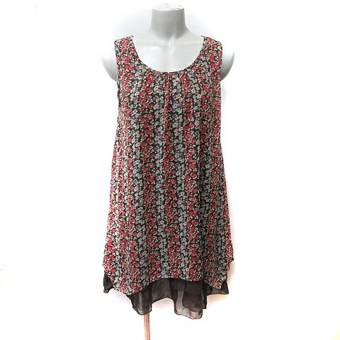 【中古】キューティーブロンド Cutie Blonde ワンピース ミニ ノースリーブ シフォン 花柄 M マルチカラー /YI レディース 【ベクトル 古着】 250417