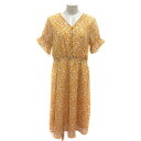 【中古】ドレスキップ DRESKIP ワンピース ロング 花柄 五分袖 M ? イエロー 白 ホワイト 黒 ブラック /MS レディース 【ベクトル 古着】 2...