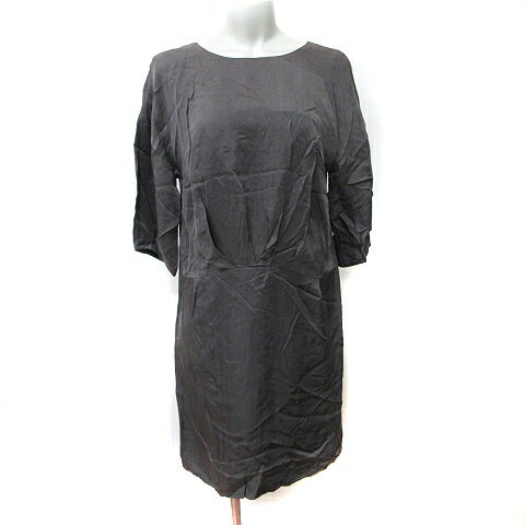 【中古】ストロベリーフィールズ STRAWBERRY-FIELDS ワンピース ひざ丈 七分袖 2 M 茶 ブラウン /YI レディース 【ベクトル 古着】 250419