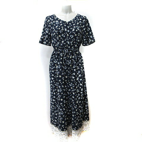 【中古】エニィスィス エニシス anySiS ワンピース ロング 半袖 花柄 2 M 紺 ネイビー /YI レディース 【ベクトル 古着】 250419 【中古】エニィスィス エニシス anySiS ワンピース ロング 半袖 花柄 2 M 紺 ネイビー /YI レディース 【ベクトル 古着】 250419