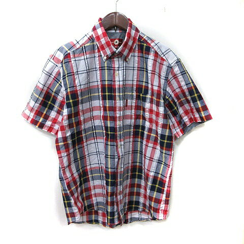 【中古】コンバース CONVERSE シャツ ボタンダウン 半袖 チェック M マルチカラー /YI メンズ 【ベクトル 古着】 250424(4)