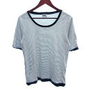【中古】タケオキクチ TAKEO KIKUCHI カットソー Tシャツ オーバルネック パンピング ボーダー 半袖 3 L グレー /AU メンズ 【ベクトル 古着】 250428