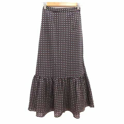 【中古】リリーブラウン Lily Brown スカート マーメイド ロング 総柄 F 紺 ネイビー /YK レディース 【ベクトル 古着】 250423