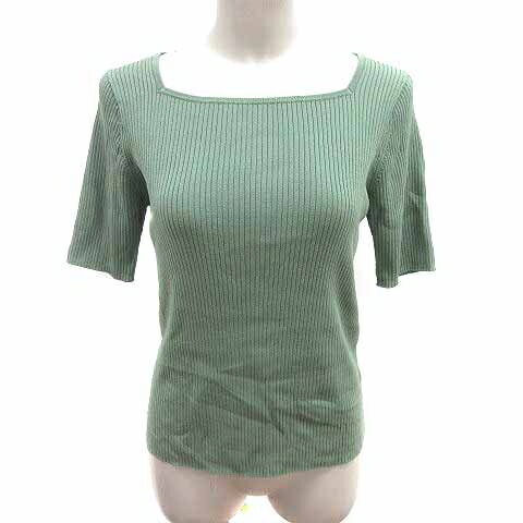 【中古】グローバルワーク GLOBAL WORK ニット カットソー スクエアネック 五分袖 M 緑 グリーン /YK ..