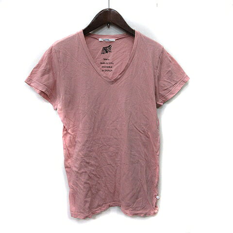 【中古】ジャーナルスタンダード レリューム JOURNAL STANDARD relume Tシャツ カットソー Vネック 半袖 F ピンク /YI レディース 【ベ..