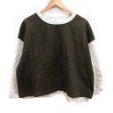【中古】クリップタブ CLIP.TAB トレーナー 切替 長袖 2 M 緑 カーキ 白 オフホワイト /YK レディース 【ベクトル 古着】 250512